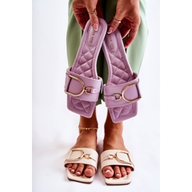 Klasszikus női bőrpapucs lila Shilla díszítéssel ibolya 1