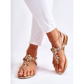 WS1 Női szandál Flip-flop köbös cirkónia arany talppal aranysárga 2