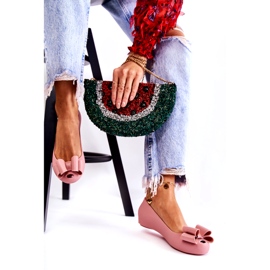 PH1 Női gumi balerinák masnival, rózsaszín virággal 2