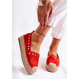 WT1 Női espadrillák vörös Laross szegecsekkel piros 1