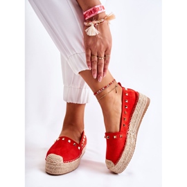 WT1 Női espadrillák vörös Laross szegecsekkel piros 2