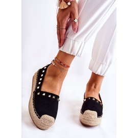 WT1 Női espadrillák szegecsekkel Fekete Laross 1