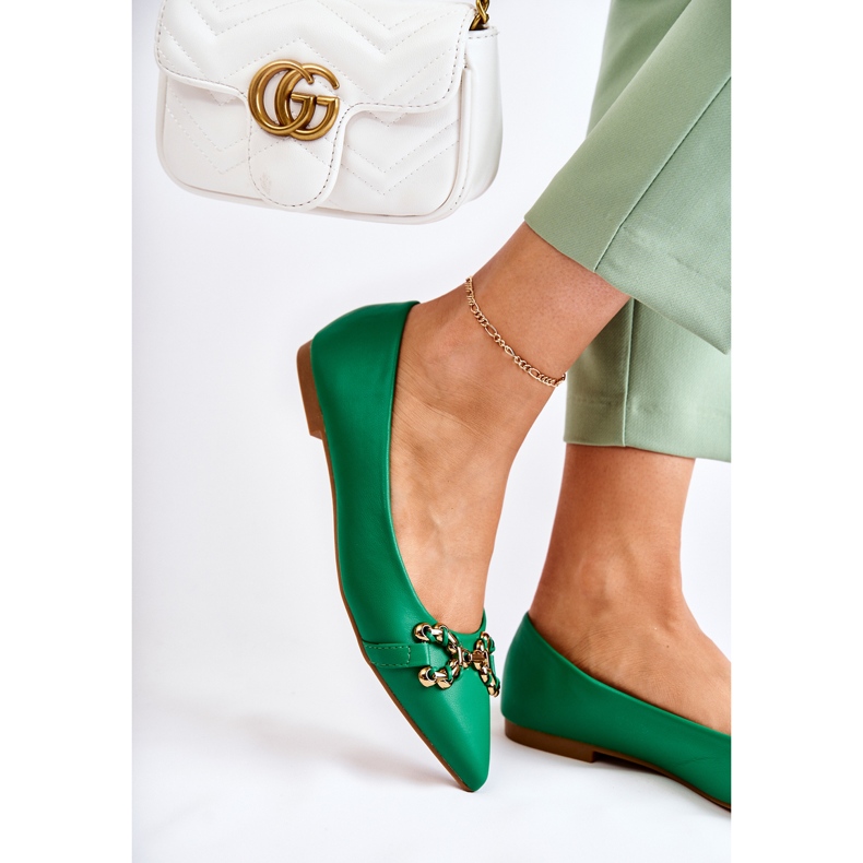 WS1 Spitz női balerinák zöld Carlos díszítéssel 1