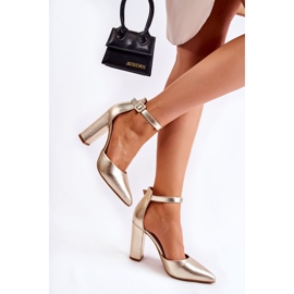 WS1 Bőr Pumpák Egy Magas Arany Salira Oszlopon aranysárga 2