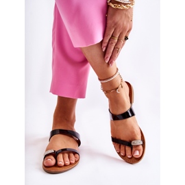 WS1 Női lakkozott flip-flop fekete Jimena 2