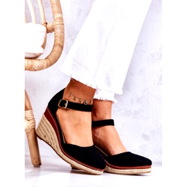 PS1 Női fekete espadrillák ékeken Tamarill 1