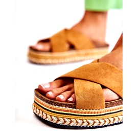 PG1 Női velúr papucs a Camel Jossie platformon barna 6