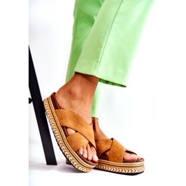 PG1 Női velúr papucs a Camel Jossie platformon barna 1