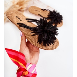 WJ1 Női flip-flop szövetdísszel, fekete Eviana 1