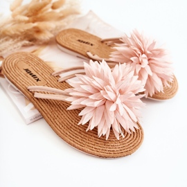 WJ1 Női flip-flop szövetdísszel Világos rózsaszín Eviana 1