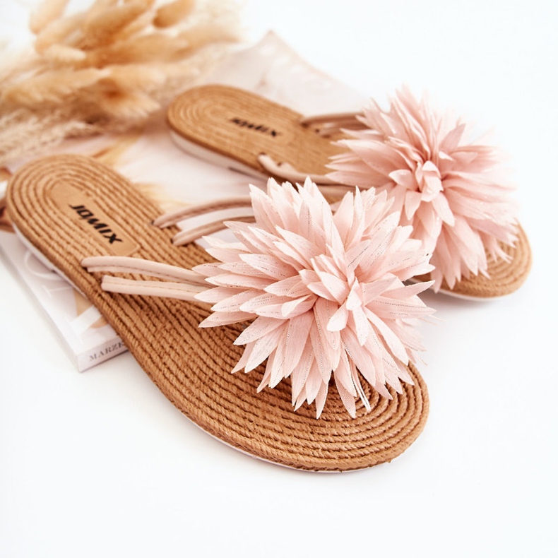 WJ1 Női flip-flop szövetdísszel Világos rózsaszín Eviana 1