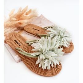 Női papucs Eviana zöld szövetdísszel 1