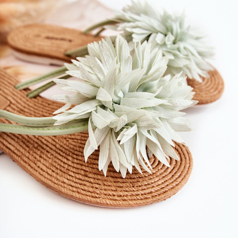 Női papucs Eviana zöld szövetdísszel 2