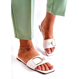 PG2 Klasszikus női bőr papucs fehér Shilla díszítéssel 2