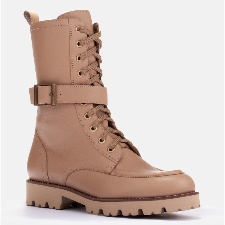 Marco Shoes Teljes kiőrlésű bőr csizma bézs 1