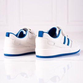 Shelovet gyerek tornacipő ökológiai bőrből fehér és kék színben 2