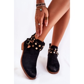 WS1 Fúvókás női csizma lapos sarkon, Black Larino fekete 2