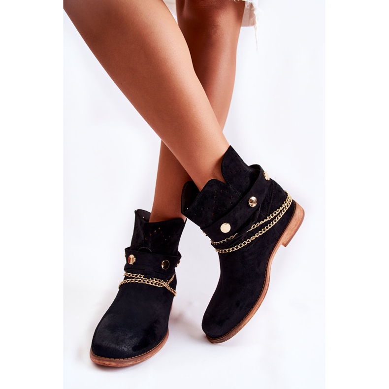 WS1 Velúr csizma Rejtett Wedge Black Verine fekete 2