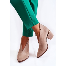 Bőr csizma magas sarkú Laura Messi világos bézs 2344 2