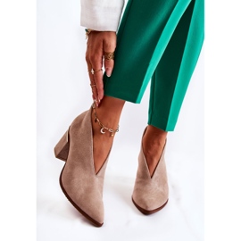 Bőr csizma magas sarkú Laura Messi világos bézs 2344 1