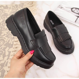 Női fekete cipő a platformon rojtokkal Big Star II274100 2