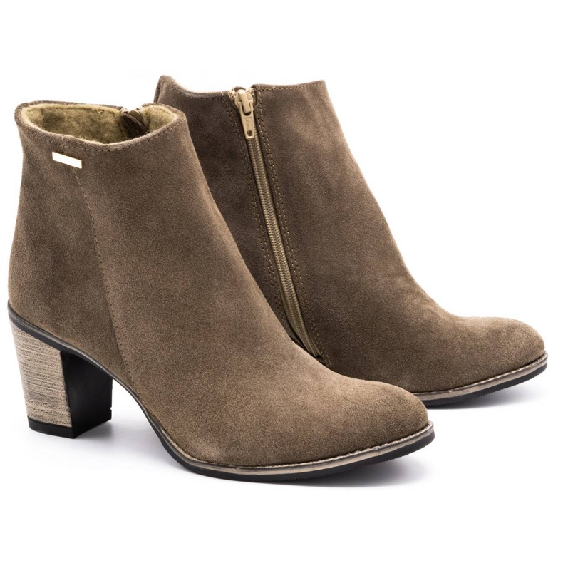 Olivier Női bőrcsizma, amely a földbarna magas sarkú cipővel van szigetelve 5