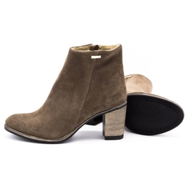 Olivier Női bőrcsizma, amely a földbarna magas sarkú cipővel van szigetelve 6