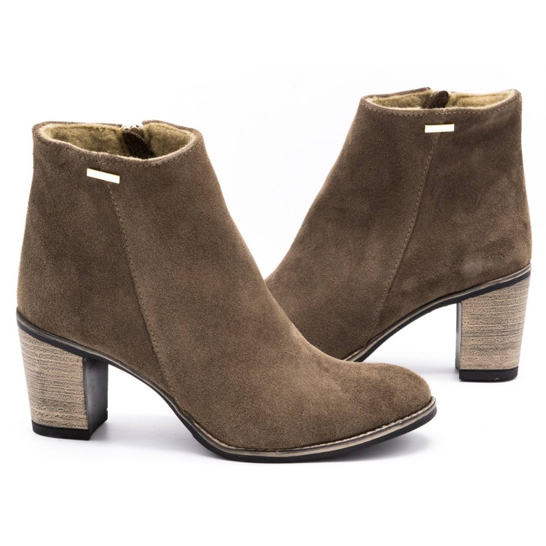 Olivier Női bőrcsizma, amely a földbarna magas sarkú cipővel van szigetelve 8