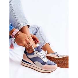 PS1 Női velúr sportcipő Kék-szürke Elise rózsaszín 1