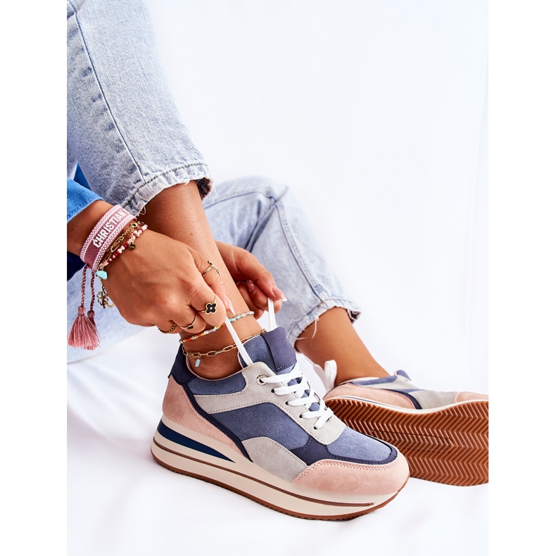 PS1 Női velúr sportcipő Kék-szürke Elise rózsaszín 1