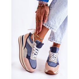 PS1 Női velúr sportcipő Kék-szürke Elise rózsaszín 2