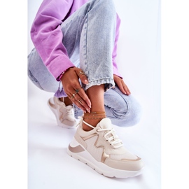 PG1 Divatos női tornacipő Világos bézs Allie aranysárga 2