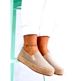 Női fonott tornacipő Big Star JJ274394 bézs színű aranysárga 3