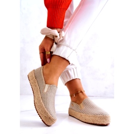 Női fonott tornacipő Big Star JJ274394 bézs színű aranysárga 2