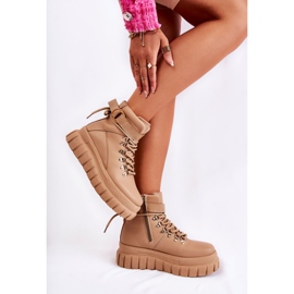 FB3 Divatos női bokacsizma bézs La Blanca 1