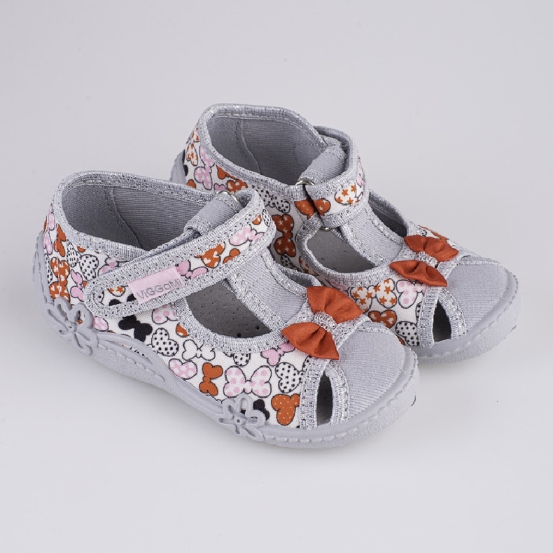 Lány papucsok Viggami Marysia masni szürke 1