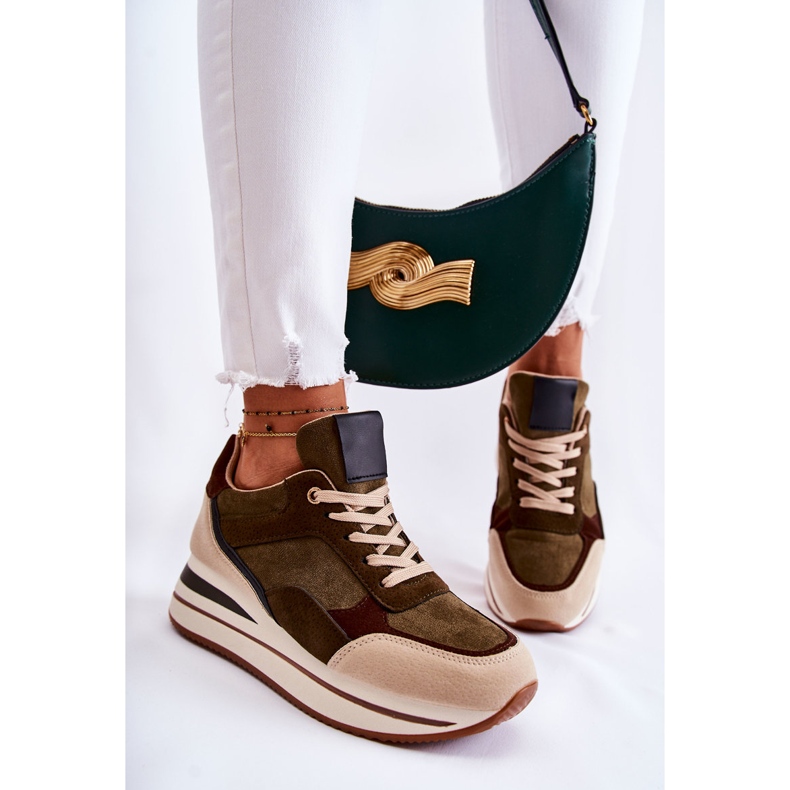 PS1 Női velúr sportcipő zöld-bézs Elise 1