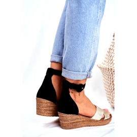 Női szandál Maciejka Bőr Velúr Fekete 04565-25 aranysárga 4