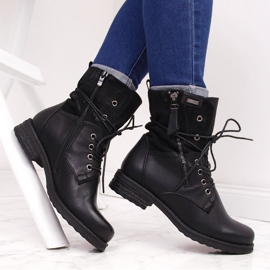 Női fűzős munkások cipzárral, fekete Jezzi 1