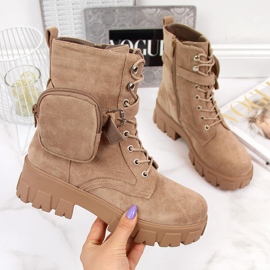 Zsebes női platformcsizma, bézs Vinceza 2