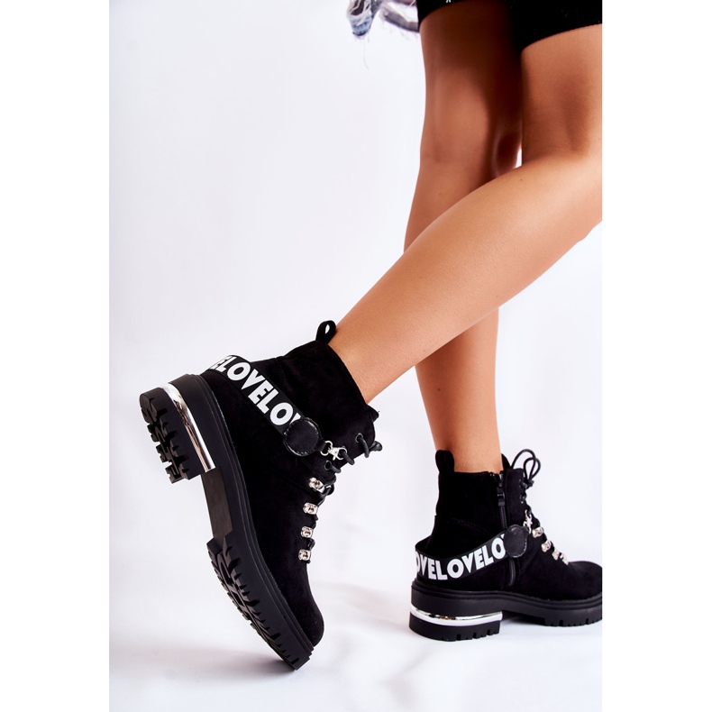 PS1 Velúr meleg csizma övvel Fekete Aurelio 2