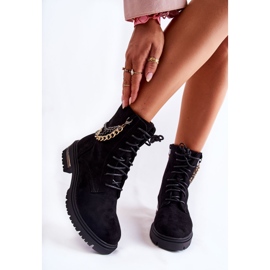 Fekete Sorita Velúr Meleg csizma lánccal 1