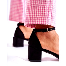 Női velúr magassarkú szandál, fekete 4