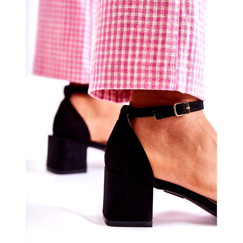 Női velúr magassarkú szandál, fekete 4