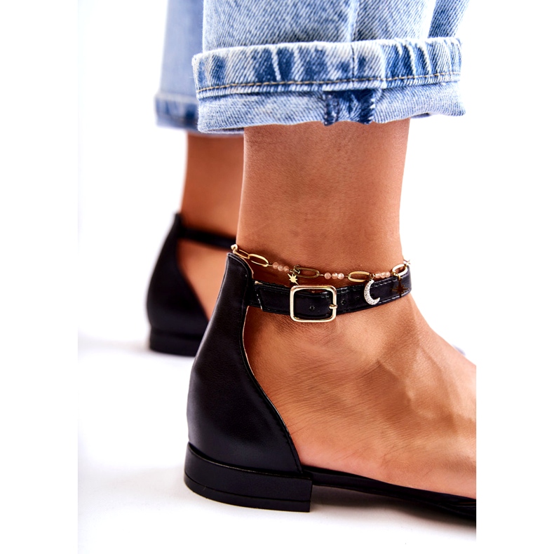 WD1 Női bőr balerina szandálok Spitz Black Caprise színben fekete 4