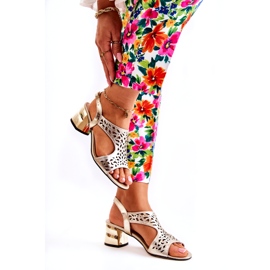 PA2 Bőr áttört szandál magassarkúban Golden Salvio aranysárga 2