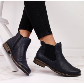 Női meleg Chelsea csizma, sötétkék Rieker Z4994-14 fekete 1