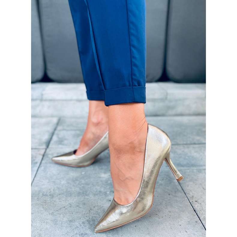 Női szemcsés magassarkú Aurora Gold aranysárga 1