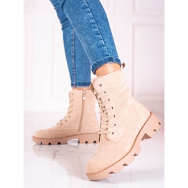 Shelovet női velúr fűzős táskák, bézs 2