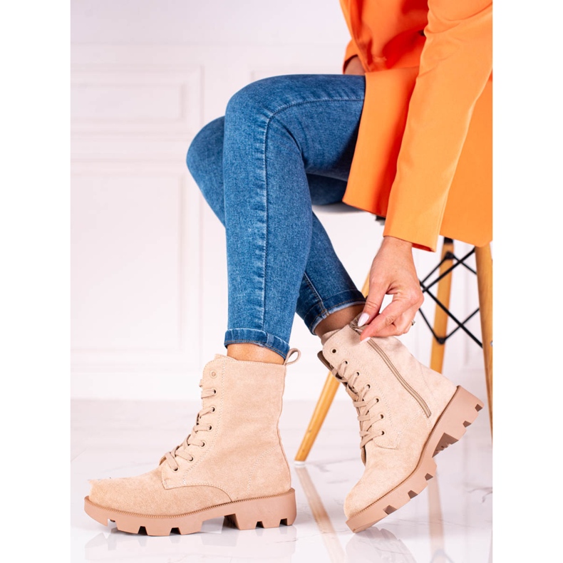 Shelovet női velúr fűzős táskák, bézs 1